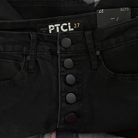 PTCL xNordstrom Denim Black Raw Hem High Rise Skinny Button Fly Jeans Size 27 - Picture 9 of 10